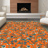 Ultra Soft Area Rug, Non Slip, Stain Resistant, Washable Area Rugs for Living Room, Bedroom, Luxurious Textured Garden Motif(Orange)