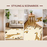 Ultra Soft Area Rug, Non Slip, Stain Resistant, Washable Area Rugs for Living Room, Bedroom, Serene Neutral Tones with Animal Art(Beige)