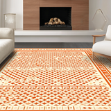 Ultra Soft Area Rug, Non Slip, Stain Resistant, Washable Area Rugs for Living Room, Bedroom, Unique Contemporary Tiled Composition(Orange)