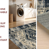Ultra Soft Area Rug, Non Slip, Stain Resistant, Washable Area Rugs for Living Room, Bedroom, Rustic Vintage Tumbled Texture(Black)