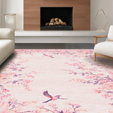 Ultra Soft Area Rug, Non Slip, Stain Resistant, Washable Area Rugs for Living Room, Bedroom, Bright Cheerful Floral Tapestry(Pink)
