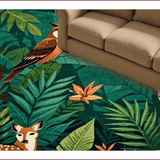 Ultra Soft Area Rug, Non Slip, Stain Resistant, Washable Area Rugs for Living Room, Bedroom, Charming Leafy Jungle Scene(Green)