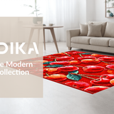 Ultra Soft Area Rug, Non Slip, Stain Resistant, Washable Area Rugs for Living Room, Bedroom, Fresh Contemporary Fruit Design(Red)