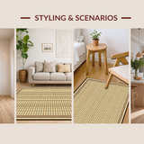 Ultra Soft Area Rug, Non Slip, Stain Resistant, Washable Area Rugs for Living Room, Bedroom, Sleek Minimalist Herringbone Style(Beige)