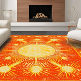 Ultra Soft Area Rug, Non Slip, Stain Resistant, Washable Area Rugs for Living Room, Bedroom, Vibrant Sunburst Abstract Design(Orange)