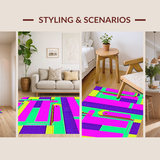 Ultra Soft Area Rug, Non Slip, Stain Resistant, Washable Area Rugs for Living Room, Bedroom, Dynamic Polygonal Game Motif(Pink)