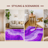 Ultra Soft Area Rug, Non Slip, Stain Resistant, Washable Area Rugs for Living Room, Bedroom, Contemporary Chic Fluid Pattern(Purple)