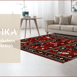 Ultra Soft Area Rug, Non Slip, Stain Resistant, Washable Area Rugs for Living Room, Bedroom, Vintage Lodge Cabin Non-Slip Floor Mat(Red)