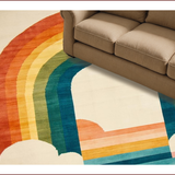Ultra Soft Area Rug, Non Slip, Stain Resistant, Washable Area Rugs for Living Room, Bedroom, Modern Multicolored Graphic Expression(Beige)
