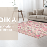 Ultra Soft Area Rug, Non Slip, Stain Resistant, Washable Area Rugs for Living Room, Bedroom, Delicate Round Blush Artistry(Pink)
