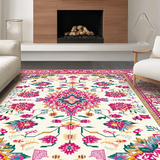 Ultra Soft Area Rug, Non Slip, Stain Resistant, Washable Area Rugs for Living Room, Bedroom, Trendy Rustic Diamond Design(Ivory)