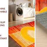 Ultra Soft Area Rug, Non Slip, Stain Resistant, Washable Area Rugs for Living Room, Bedroom, Unique Sunlit Geometric Arrangement(Orange)