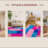 Ultra Soft Area Rug, Non Slip, Stain Resistant, Washable Area Rugs for Living Room, Bedroom, Modern Playful Organic Shapes(Pink)