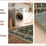 Ultra Soft Area Rug, Non Slip, Stain Resistant, Washable Area Rugs for Living Room, Bedroom, Exquisite Vintage-Inspired Pattern(Black)