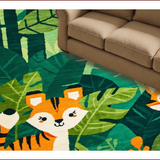 Ultra Soft Area Rug, Non Slip, Stain Resistant, Washable Area Rugs for Living Room, Bedroom, Vibrant Playful Safari Theme(Green)