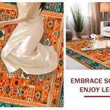 Ultra Soft Area Rug, Non Slip, Stain Resistant, Washable Area Rugs for Living Room, Bedroom, Chic Retro Symmetrical Elements(Orange)