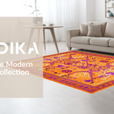Ultra Soft Area Rug, Non Slip, Stain Resistant, Washable Area Rugs for Living Room, Bedroom, Dynamic Artisan Woven Palette(Orange)