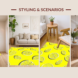 Ultra Soft Area Rug, Non Slip, Stain Resistant, Washable Area Rugs for Living Room, Bedroom, Artistic Lemon Print Delight(Yellow)