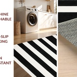Ultra Soft Area Rug, Non Slip, Stain Resistant, Washable Area Rugs for Living Room, Bedroom, Striped Modern Rug(Black)