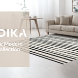 Ultra Soft Area Rug, Non Slip, Stain Resistant, Washable Area Rugs for Living Room, Bedroom, Farmhouse Welcome Rug Showcasing Layered Bold Stripes and Graphic Precision(Black)