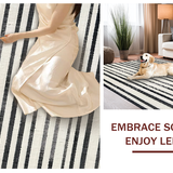 Ultra Soft Area Rug, Non Slip, Stain Resistant, Washable Area Rugs for Living Room, Bedroom, Farmhouse Welcome Rug Showcasing Layered Bold Stripes and Graphic Precision(Black)