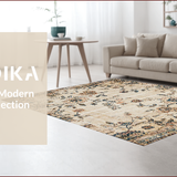 Ultra Soft Area Rug, Non Slip, Stain Resistant, Washable Area Rugs for Living Room, Bedroom, Chic Faded Botanical Design(Beige)