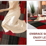 Ultra Soft Area Rug, Non Slip, Stain Resistant, Washable Area Rugs for Living Room, Bedroom, Vibrant Rustic Patchwork Aesthetic(Red)