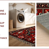 Ultra Soft Area Rug, Non Slip, Stain Resistant, Washable Area Rugs for Living Room, Bedroom, Vintage Lodge Cabin Non-Slip Floor Mat(Red)