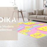 Ultra Soft Area Rug, Non Slip, Stain Resistant, Washable Area Rugs for Living Room, Bedroom, Sunny Pastel Cheerful Design(Pink)