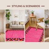 Ultra Soft Area Rug, Non Slip, Stain Resistant, Washable Area Rugs for Living Room, Bedroom, Eclectic Pink Animal Graphics(Pink)