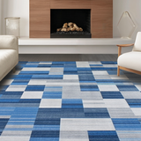 Ultra Soft Area Rug, Non Slip, Stain Resistant, Washable Area Rugs for Living Room, Bedroom, Elegant Abstract Geometric Design(Blue)