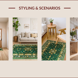 Ultra Soft Area Rug, Non Slip, Stain Resistant, Washable Area Rugs for Living Room, Bedroom, Velvet Embroidered Islamic Prayer(Green)