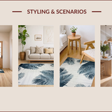 Ultra Soft Area Rug, Non Slip, Stain Resistant, Washable Area Rugs for Living Room, Bedroom, Rustic Neutral Palm Motif(Blue)