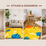 Ultra Soft Area Rug, Non Slip, Stain Resistant, Washable Area Rugs for Living Room, Bedroom, Celestial Vivid Cartoon Imagery(Yellow)