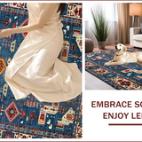 Ultra Soft Area Rug, Non Slip, Stain Resistant, Washable Area Rugs for Living Room, Bedroom, Vibrant Floral Ogee Motif(Blue)