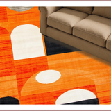Ultra Soft Area Rug, Non Slip, Stain Resistant, Washable Area Rugs for Living Room, Bedroom, Chic Mid-Century Modern Artistry(Orange)