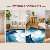 Charming Mountain Landscape Motif(Blue)