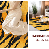 Ultra Soft Area Rug, Non Slip, Stain Resistant, Washable Area Rugs for Living Room, Bedroom, Chic Leopard Skin Plush Living Room(Orange)