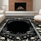 Ultra Soft Area Rug, Non Slip, Stain Resistant, Washable Area Rugs for Living Room, Bedroom, Gothic Black Skull Aesthetic(Black)