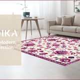 Ultra Soft Area Rug, Non Slip, Stain Resistant, Washable Area Rugs for Living Room, Bedroom, Whimsical Creamy Blossom Arrangement(Ivory)