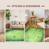 Ultra Soft Area Rug, Non Slip, Stain Resistant, Washable Area Rugs for Living Room, Bedroom, Whimsical Green Nature Scene(Green)