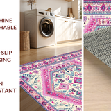 Ultra Soft Area Rug, Non Slip, Stain Resistant, Washable Area Rugs for Living Room, Bedroom, Bright Contemporary Ogee Patterns(Ivory)
