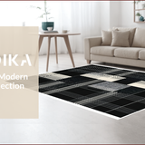 Ultra Soft Area Rug, Non Slip, Stain Resistant, Washable Area Rugs for Living Room, Bedroom, Abstract Black and Ivory Living Room Wool Rug(Black)