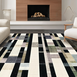 Ultra Soft Area Rug, Non Slip, Stain Resistant, Washable Area Rugs for Living Room, Bedroom, Retro-Inspired Black and White Striped Area Carpet Design(Black)