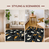 Ultra Soft Area Rug, Non Slip, Stain Resistant, Washable Area Rugs for Living Room, Bedroom, Artful Farmhouse Animal Design(Black)