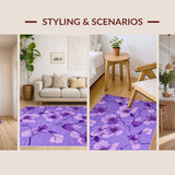 Ultra Soft Area Rug, Non Slip, Stain Resistant, Washable Area Rugs for Living Room, Bedroom, Vibrant Three-Dimensional Blossom(Purple)