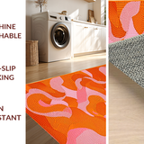 Ultra Soft Area Rug, Non Slip, Stain Resistant, Washable Area Rugs for Living Room, Bedroom, Charming Colorful Fluid Shapes(Orange)