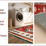 Ultra Soft Area Rug, Non Slip, Stain Resistant, Washable Area Rugs for Living Room, Bedroom, Rustic Ethnic Tribal Aesthetic(Red)