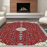Ultra Soft Area Rug, Non Slip, Stain Resistant, Washable Area Rugs for Living Room, Bedroom, Timeless Cozy Damask Aesthetic(Red)