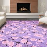 Ultra Soft Area Rug, Non Slip, Stain Resistant, Washable Area Rugs for Living Room, Bedroom, Youthful Elegant Bloom Pattern(Purple)